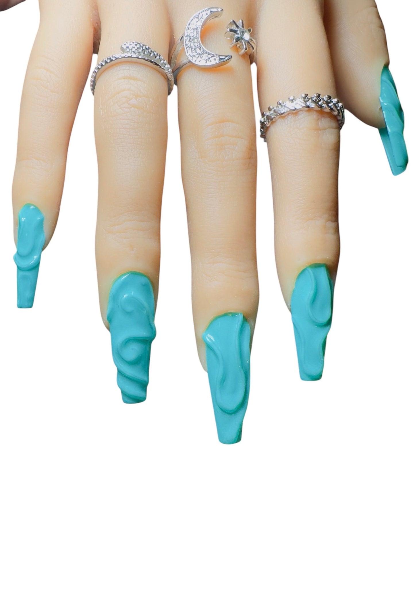 Aqua Press-On Nails-Large