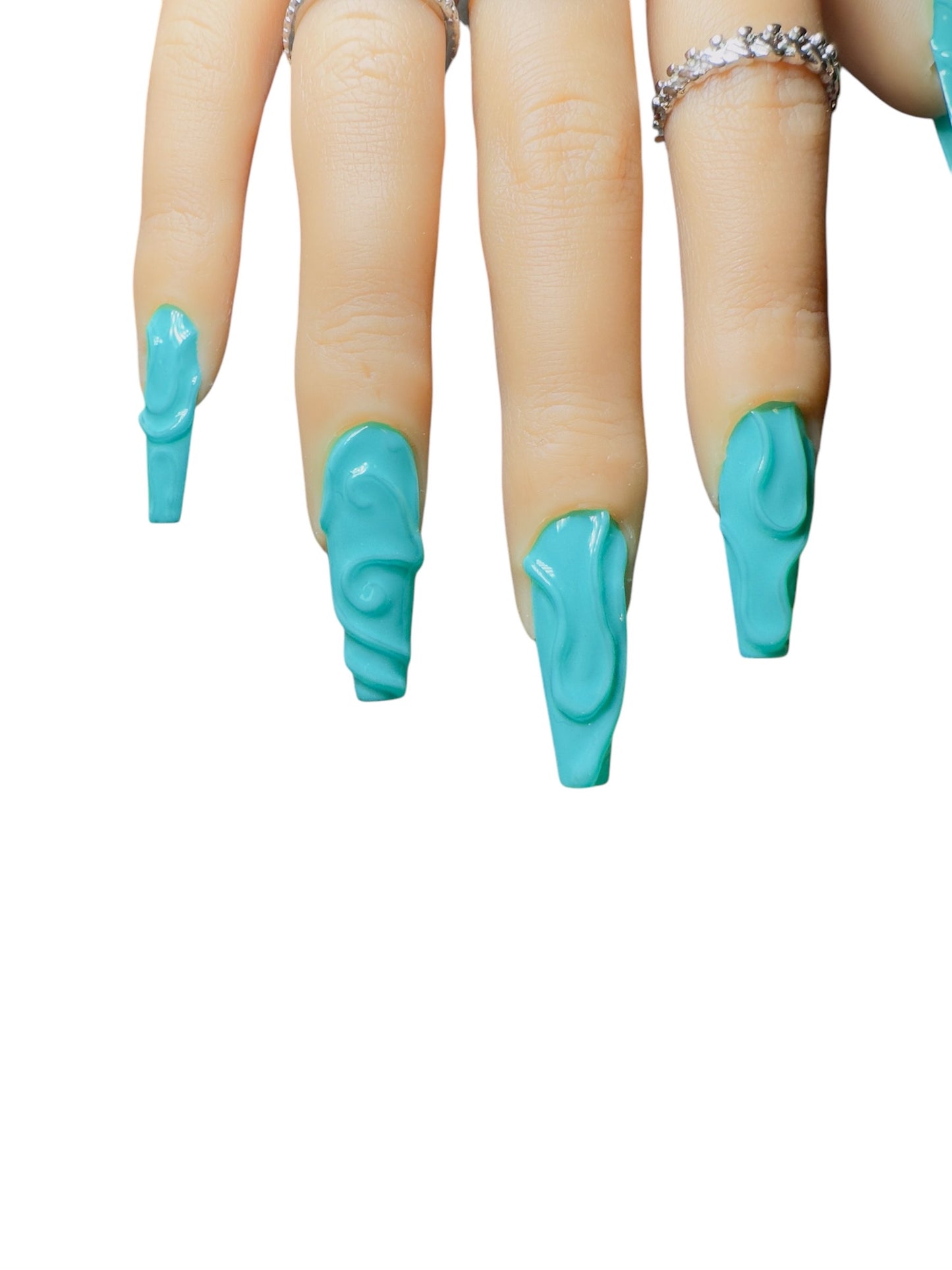 Aqua Press-On Nails-Large