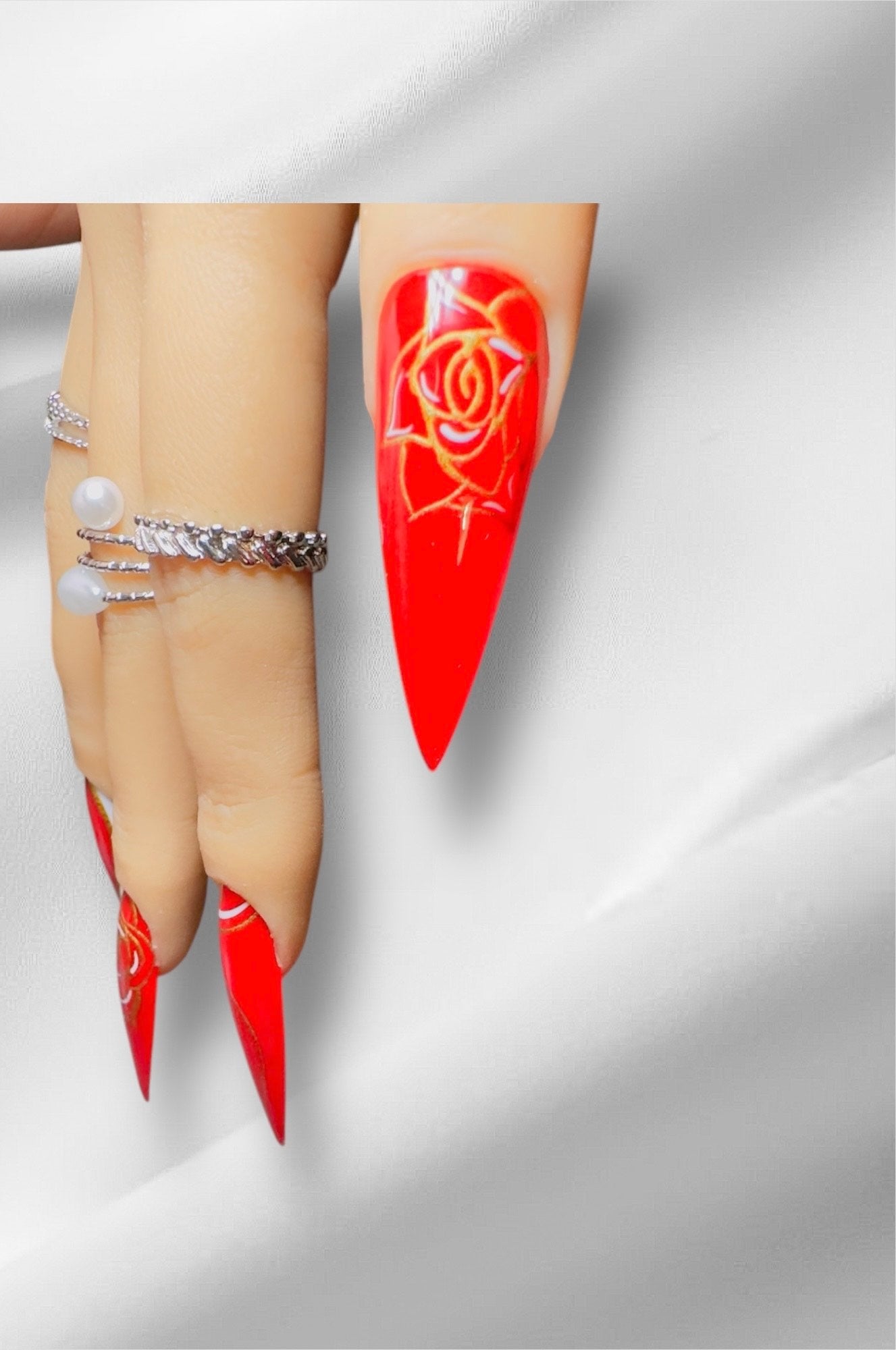 Rose Press-On Nails- Medium